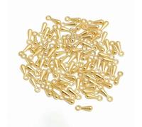 Lot de 100 pendentifs en forme de goutte d'eau en acier inoxydable, perles d'extrémité, chaîne d'extension pour la fabrication de bijoux, accessoires, or 18 carats, 7,5 x 2 mm, environ 100 pièces