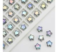 Lot de 100 pendentifs en forme d'étoile en cristal de 8 mm - Perles en verre à facettes faites à la main pour la fabrication de bijoux et accessoires en vrac