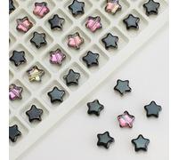 Lot de 100 pendentifs en forme d'étoile en cristal de 8 mm - Perles en verre à facettes faites à la main pour la fabrication de bijoux et accessoires en vrac