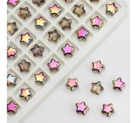 Lot de 100 pendentifs en forme d'étoile en cristal de 8 mm - Perles en verre à facettes faites à la main pour la fabrication de bijoux et accessoires en vrac