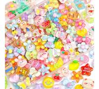 Lot de 100 pendentifs slime mignons - Pendentifs mini en résine 3D, Déco en résine colorée, Charms en résine mignons, Accessoires de bricolage DIY plats pour coques de téléphone, nail art