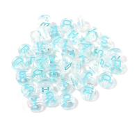 Lot de 100 perles acryliques transparentes de 7 mm, lettres de l'alphabet plates et rondes, breloques pour bricolage, fabrication de bijoux et accessoires(Light Blue Mix)