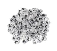 Lot de 100 perles acryliques transparentes de 7 mm, lettres de l'alphabet plates et rondes, breloques pour bricolage, fabrication de bijoux et accessoires(Black Mix)