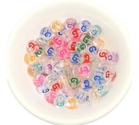 Lot de 100 perles acryliques transparentes de 7 mm, lettres de l'alphabet plates et rondes, breloques pour bricolage, fabrication de bijoux et accessoires(Multicolor G)