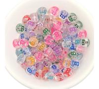 Lot de 100 perles acryliques transparentes de 7 mm, lettres de l'alphabet plates et rondes, breloques pour bricolage, fabrication de bijoux et accessoires(Multicolor B)