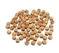 Lot de 100 perles carrées en bois de hêtre avec lettres de l'alphabet Q de 10 mm pour la fabrication de bijoux, les noms et les loisirs créatifs