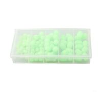 Lot de 100 perles de pêche fluorescentes en plastique souple et lumineux pour œufs d'appât ovales verts pour pêche en mer, rivière, lac, trou de 1,5 à 2 mm