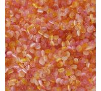 Lot de 100 perles de rocaille colorées en verre, 2,5 x 4 mm, forme œil de chat, idéales pour la création de bracelets et colliers. Couleurs : rouge clair et orange.