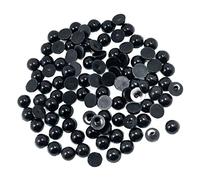 Lot de 100 perles demi-perles noires à dos plat pour bricolage scrapbooking 10 mm