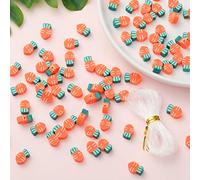 Lot de 100 perles d'espacement en argile polymère carotte de 10 mm pour la fabrication de bijoux pour femme, bracelet, collier, pince à cheveux, cadeau de Pâques (carotte)