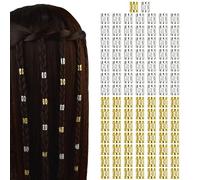 Lot de 100 perles en aluminium réglables pour dreadlocks - Décoration de cheveux - Style DIY - Tressage - Bijoux de cheveux (doré + argent)