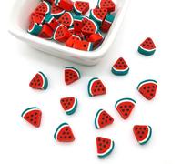 Lot de 100 perles en argile mélangées en forme de pastèque faites à la main, breloques en argile polymère pour colliers, boucles d'oreilles avec trou pour loisirs créatifs, fournitures artistiques