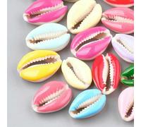Lot de 100 perles en coquillage cauris avec émail, sans trou/non percé, couleurs mélangées, pour la fabrication d'accessoires de bijoux, de colliers et de bracelets, couleurs mélangées