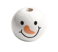 Lot de 100 perles en forme de bonhomme de neige de 20 mm pour loisirs créatifs, loisirs créatifs, calendrier de l'Avent noir et blanc, finition bijoux en bois, décoration d'intérieur (tablette ronde)