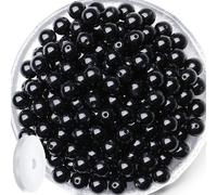 Lot de 100 perles en obsidienne noire de 8 mm - Pierres précieuses rondes naturelles en vrac pour fabrication de bracelets, colliers, boucles d'oreilles, bijoux - 0,8 cm