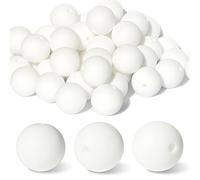 Lot de 100 perles en silicone de 15 mm pour la fabrication de porte-clés - Perles en silicone blanches pour la fabrication de bracelets et de colliers pour enfants et adultes (blanc)