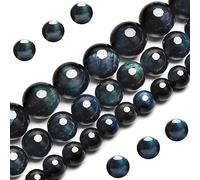 Lot de 100 perles œil de tigre naturel bleu et noir, pierre précieuse de qualité 3A, 8 mm, choix de lot en vrac, semi-précieuses pour la fabrication de bijoux
