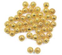 Lot de 100 perles intercalaires rondes en métal de 8 mm pour fabrication de bijoux - Breloques en vrac - Doré