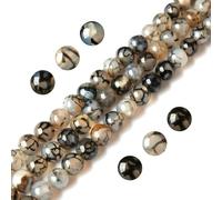 Lot de 100 perles rondes en agate veine de dragon blanche de 6 mm pour la fabrication de bijoux