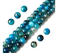 Lot de 100 perles rondes en agate veine de dragon bleue de 6 mm pour la fabrication de bijoux et de bracelets (oz6, a373)