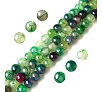 Lot de 100 perles rondes en agate veine de dragon verte de 8 mm pour la fabrication de bijoux (oz6, a51)