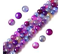 Lot de 100 perles rondes en agate veine de dragon violette de 8 mm pour la fabrication de bijoux et bracelets