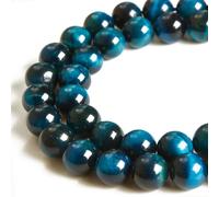 Lot de 100 perles rondes en aigue-marine œil de tigre de 8 mm, naturelles, pour l'artisanat et la fabrication de bijoux