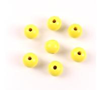 Lot de 100 perles rondes en bois naturel en vrac - Grandes boules en bois avec trou - Pour bricolage, décoration, bracelet, collier, enfiler - 16 mm - Jaune vif B