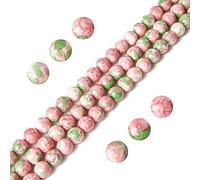 Lot de 100 perles rondes en forme de fleur de pluie verte et rouge de 6 mm pour la fabrication de bijoux
