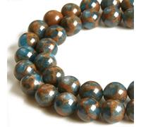 Lot de 100 perles rondes en œil de tigre aigue-marine de 10 mm pour travaux manuels et fabrication de bijoux