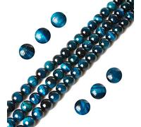 Lot de 100 perles rondes en œil de tigre aigue-marine de 8 mm pour la fabrication de bijoux