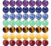 Lot de 100 perles rondes en pierre naturelle 7 chakras de 6 mm - Perles lisses en vrac - Couleur mixte - Perles lisses pour fabrication de bracelets, colliers, boucles d'oreilles, bijoux (pierre 7