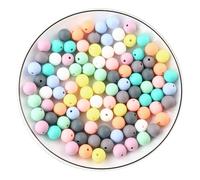 Lot de 100 perles rondes en silicone colorées de 12 mm - Kit de fabrication pour collier, bracelet, trousseau de clés, bijoux, bricolage