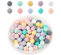 Lot de 100 perles rondes en silicone colorées de 12 mm pour collier, bracelet, trousseau de clés, bijoux, bricolage, fabrication artisanale
