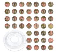 Lot de 100 perles rondes en unakite naturelle de 8 mm pour la fabrication de bijoux avec cordon extensible en cristal