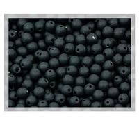 Lot de 100 perles rondes en verre pressé de 3 mm - Petites perles à enfiler - Noir foncé mat
