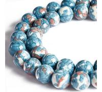 Lot de 100 perles rondes en vrac en forme de fleur de pluie bleu naturel de 10 mm pour travaux manuels et fabrication de bijoux