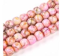 Lot de 100 perles rondes opaques de 8 mm en verre peint pour la fabrication de boucles d'oreilles, colliers, bracelets, bijoux, travaux manuels - Trou : 1,2 mm - Rose vif