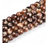 Lot de 100 perles rondes opaques de 8 mm en verre peint pour la fabrication de boucles d'oreilles, colliers, bracelets, bijoux, travaux manuels - Trou : 1,2 mm - Marron noix de coco
