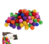 Lot de 100 petites boules de pompons pour loisirs créatifs - Assortiment de boules à paillettes pour chats - Jouets interactifs pour arts et travaux manuels - Matériau décoratif pour décorations d'art