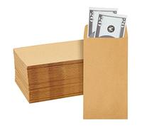 Lot de 100 petites enveloppes en papier kraft #7 pour espèces, pièces de monnaie, banques, devises et budget (8,9 x 16,5 cm)