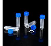 Lot de 100 petites fioles en plastique de 5 ml avec bouchons à vis pour échantillons de tubes de cryotubes, matériau PP, sans DNase, RNase, ADN humain