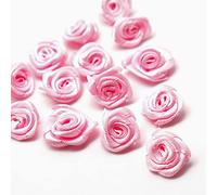 Lot de 100 Petites Roses de 1,5 cm en Satin - Fleurs Artificielles pour Travaux Manuels, Patches, Décoration de Mariage, Fête, Maison - Mini Roses en Tissu, Accessoires Décoratifs - Rose Clair