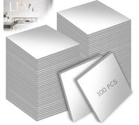 Lot de 100 petits carreaux de miroir autocollants en acrylique - 50 x 50 mm - Carreaux de mosaïque carrés - En plastique - Pour projets de bricolage, salon, chambre à coucher, bricolage, mur, cuisine,