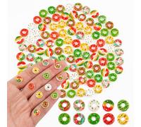 Lot de 100 petits donuts de Noël pour maison de poupée en micro résine pour travaux manuels, mini choses pour jardin féérique, décoration d'aménagement paysager