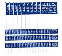 Lot de 100 petits drapeaux américains sur bâton, drapeau du 250e anniversaire avec impression double face, drapeaux portatifs pour les célébrations du jour de l'indépendance, les défilés, style 1, mi