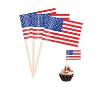 Lot de 100 petits drapeaux de l'Allemagne, cure-dents avec drapeaux, décoration allemande, petits drapeaux à cocktail, cupcakes, bâtonnets (cure-dents drapeau américain, taille unique)