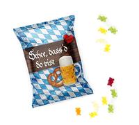 Lot de 100 petits oursons en caoutchouc bleu et blanc - Cadeau « Schön dass du da bist » pour mariage, fête de la bière bavaroise