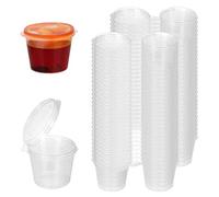 Lot de 100 petits récipients en plastique avec couvercles, 25 ml - Réutilisables - Pour sauces, sauces et salades