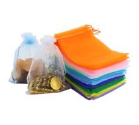 Lot de 100 petits sachets en organza multicolores à remplir - Sachets cadeaux de Noël en organza pour anniversaire, mariage, festival (13 x 18 cm)